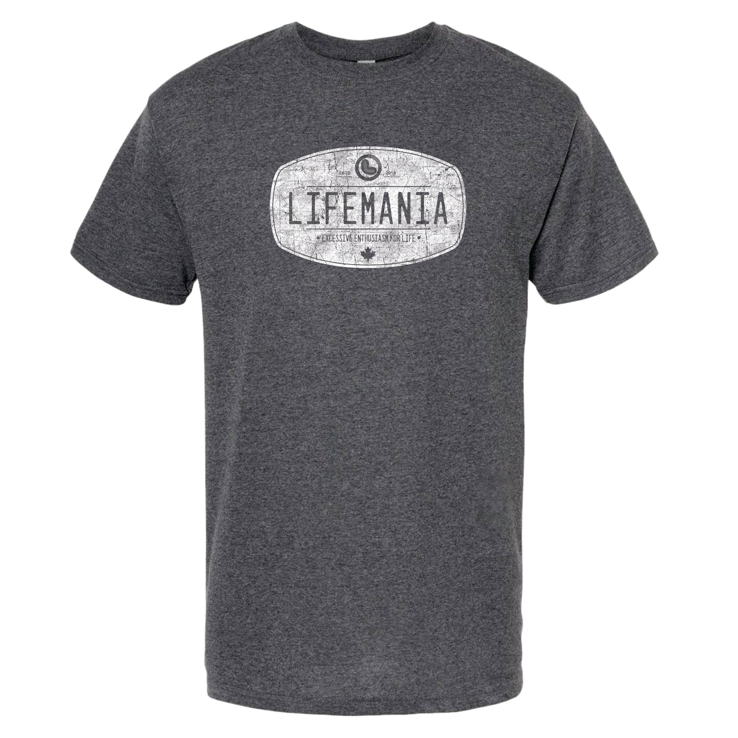 Lifemania vintage distressed oval design 50/50 polycotton short sleeve t-shirt