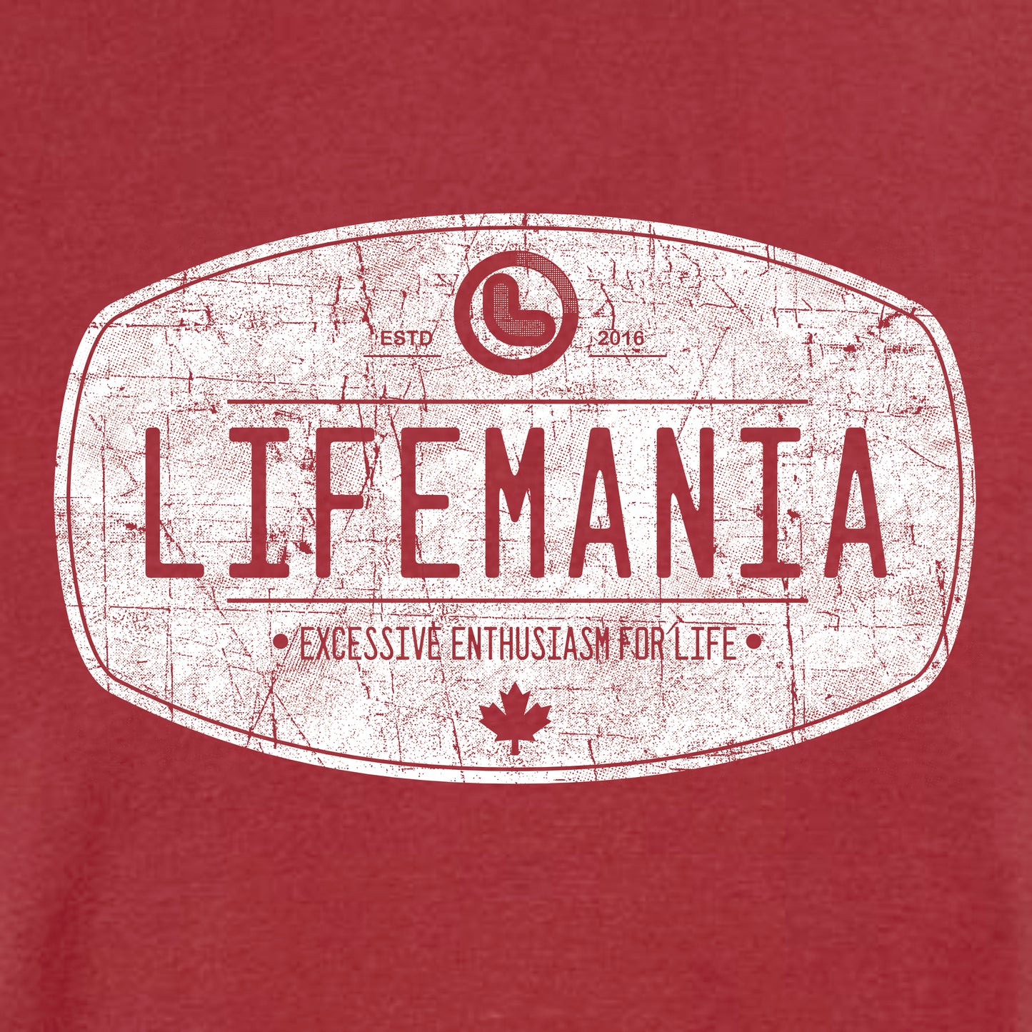 Lifemania vintage distressed oval design 100% cotton garment dyed t-shirt