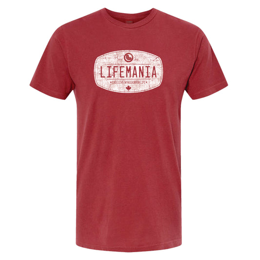 Lifemania vintage distressed oval design 100% cotton garment dyed t-shirt