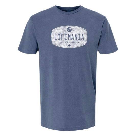 Lifemania vintage distressed oval design 50/50 polycotton short sleeve t-shirt